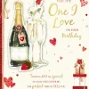 Birthday Card For The One I Love, Champagne And Roses Handmade Greeting Card By Wishing Well Studios - 8x10ins