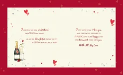 Birthday Card For The One I Love, Champagne And Roses Handmade Greeting Card By Wishing Well Studios - 8x10ins