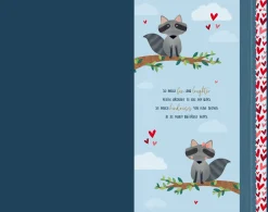 Birthday Card To The One I Love, Racoons On Swing Handmade Greeting Card By Wishing Well Studios - 7x11ins