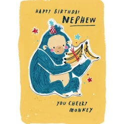 Cute 'Cheeky Monkey' Pop-Up Birthday Card For Nephew - Playground Collection By Hotchpotch London Size 5 x 7 inches