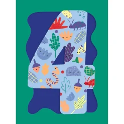 Fun Birthday Card For Boy's 4th Birthday, Birthday Card With Die-cut Detail And Neon Colours - Doodle Greeting Card by Hotchpotch London Size 5 x 7 inches
