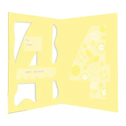 Fun Birthday Card For Girl's 4th Birthday, Birthday Card With Die-cut Detail And Neon Colours - Doodle Greeting Card by Hotchpotch London Size 5 x 7 inches