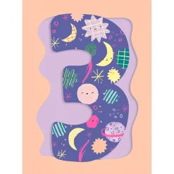 Fun Birthday Card For Girl's 3rd Birthday, Birthday Card With Die-cut Detail And Neon Colours - Doodle Greeting Card by Hotchpotch London Size 5 x 7 inches