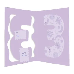 Fun Birthday Card For Girl's 3rd Birthday, Birthday Card With Die-cut Detail And Neon Colours - Doodle Greeting Card by Hotchpotch London Size 5 x 7 inches