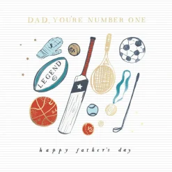 Hotchpotch Father's Day Card For Dad Sport Themed 6x6 inches
