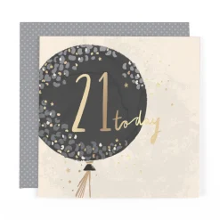 Hotchpotch Luxury Foiled 21st Birthday Card - Contemporary Greeting Card London 6 x 6