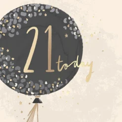 Hotchpotch Luxury Foiled 21st Birthday Card - Contemporary Greeting Card London 6 x 6