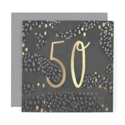 Hotchpotch Luxury Foiled 50th Birthday Card - Contemporary Greeting Card London 6 x 6