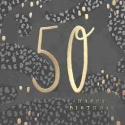 Hotchpotch Luxury Foiled 50th Birthday Card - Contemporary Greeting Card London 6 x 6