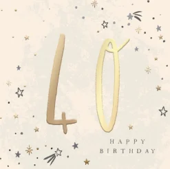 Hotchpotch Luxury Foiled 40th Birthday Card - Contemporary Greeting Card London 6 x 6