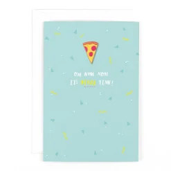 Hotchpotch Om Nom It's Pizza Time Card with Enamel Pizza Pin Badge - Greetings Card