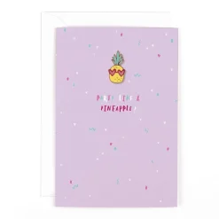 Hotchpotch Party Like A Pineapple Card with Enamel Pineapple Pin Badge - Greetings Card