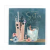 Luxury Cocktails-Themed Birthday Card For Sister, Satin Gold Foil Lettering And Stunning Artwork - Madeleine Collection by Hotchpotch London Size 6 x 6 inches
