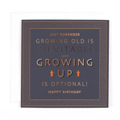 Luxury Foiled Birthday Card 'Growing Up Is Optional' - Pocket Square Greeting Card by Hotchpotch London