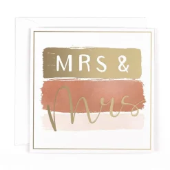 Luxury Mrs & Mrs Wedding Card With Satin Gold Foil Finish, LGBTQ+ Wedding Day Card - Madeleine Collection by Hotchpotch London Size 6 x 6 inches