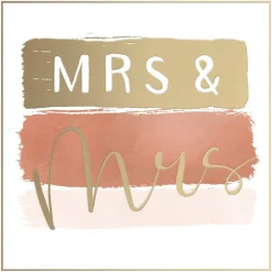 Luxury Mrs & Mrs Wedding Card With Satin Gold Foil Finish, LGBTQ+ Wedding Day Card - Madeleine Collection by Hotchpotch London Size 6 x 6 inches