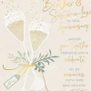 Luxury Wedding Anniversary Card For Brother And Sister-In-Law | Champagne And Olive Branch Design By Wishing Well Studios 6 x 9"