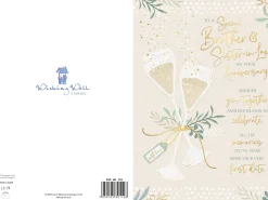 Luxury Wedding Anniversary Card For Brother And Sister-In-Law | Champagne And Olive Branch Design By Wishing Well Studios 6 x 9