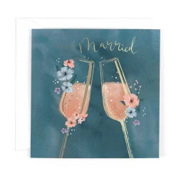 Luxury Wedding Card With Satin Gold Foil Lettering And Stunning Artwork - Madeleine Collection by Hotchpotch London Size 6 x 6 inches