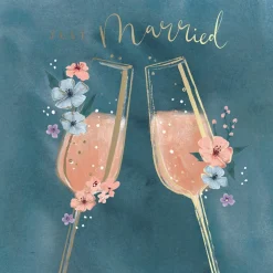 Luxury Wedding Card With Satin Gold Foil Lettering And Stunning Artwork - Madeleine Collection by Hotchpotch London Size 6 x 6 inches