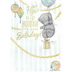 Me to You Birthday Card Tatty Teddy Floating With Balloon
