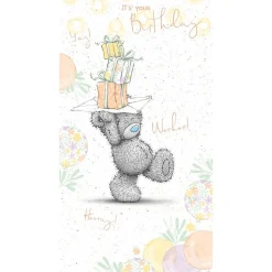 Me to You Birthday Card Tatty Teddy Balancing Gifts