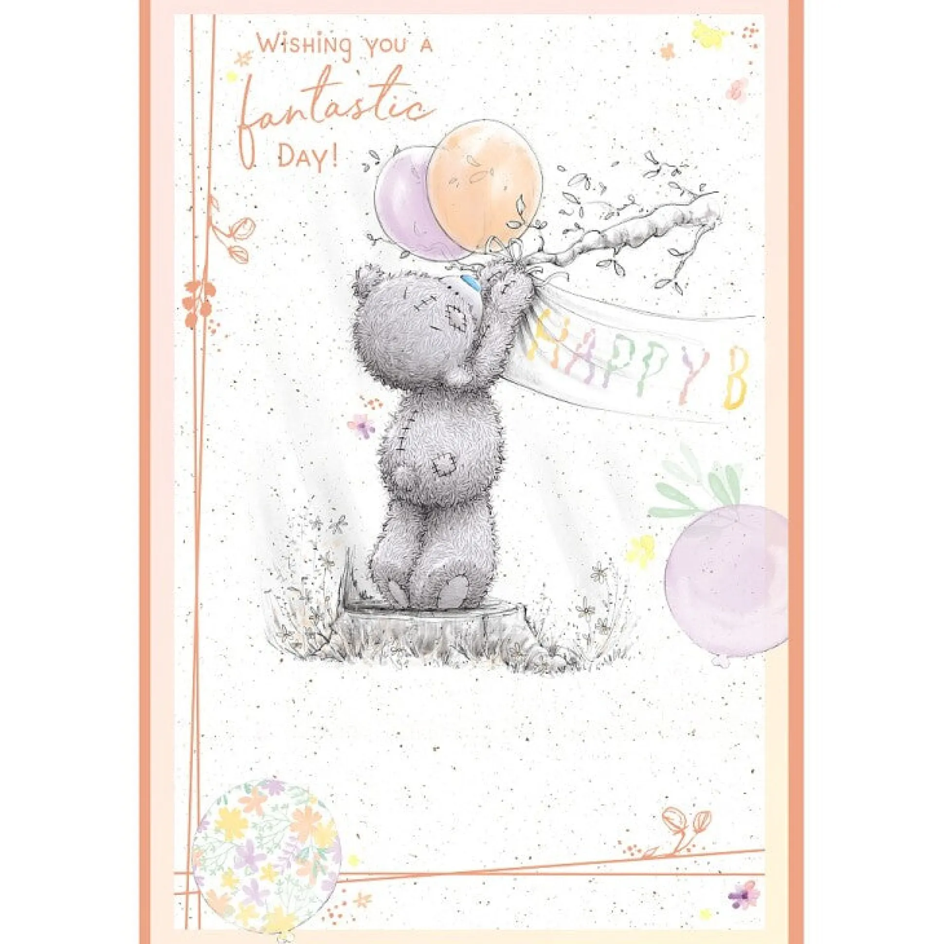 Me to You Birthday Card Tatty Teddy Putting Up Banner