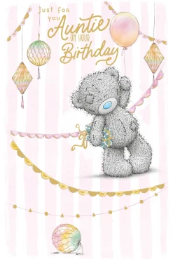 Me to You Tatty Teddy Cute Birthday Card For Auntie, Bear Holding Balloon -Official Collection
