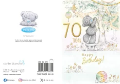 Me to You Tatty Teddy Cute 70th Birthday Card, Bear With Lanterns - 5 x 7