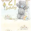 Me to You Tatty Teddy Cute 21st Birthday Card, Bear With Bubbly - Official Collection 15cm x 23cm