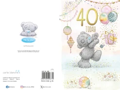Me to You Tatty Teddy Cute 40th Birthday Card Bear Chasing Balloons - 6 x 9