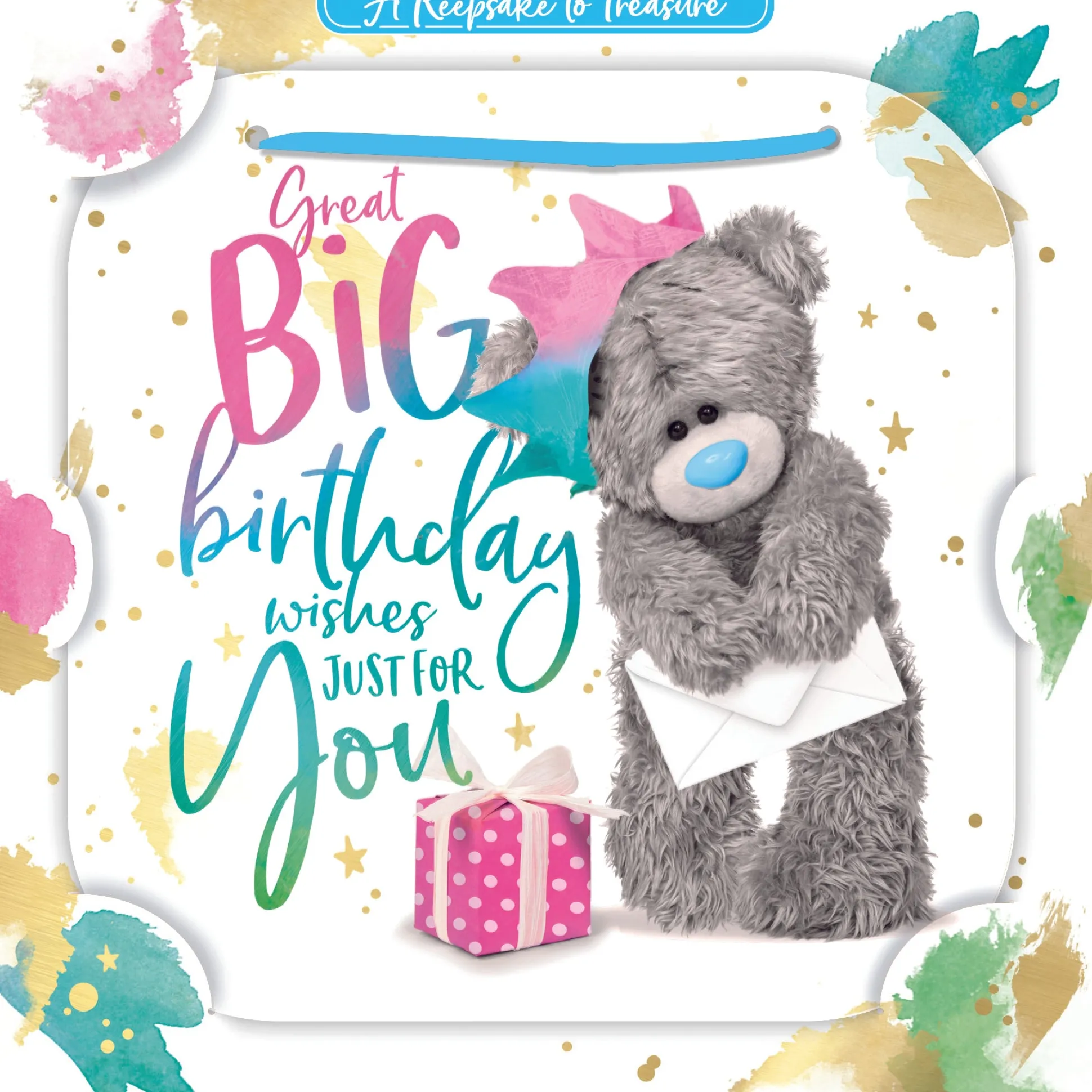 Me to You Tatty Teddy 3D Luxury Keepsake Birthday Card, Great Big Birthday Wishes 6 x 6" -