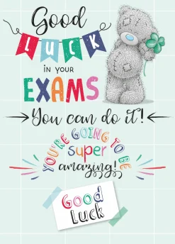 Me To You Tatty Teddy Good Luck In Your Exams Greeting Card 5x7ins - Official Collection