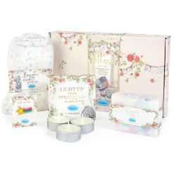 Me to You Tatty Teddy Letterbox Birthday Gift Set Includes Fluffy Socks, Wooden Plaque, Sprinkles Tealights & Pin Badge - Signature Collection