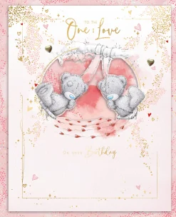 Me to You Tatty Teddy Luxury Boxed Birthday Greeting Card To The One I Love Bears On A Swing 8x10ins