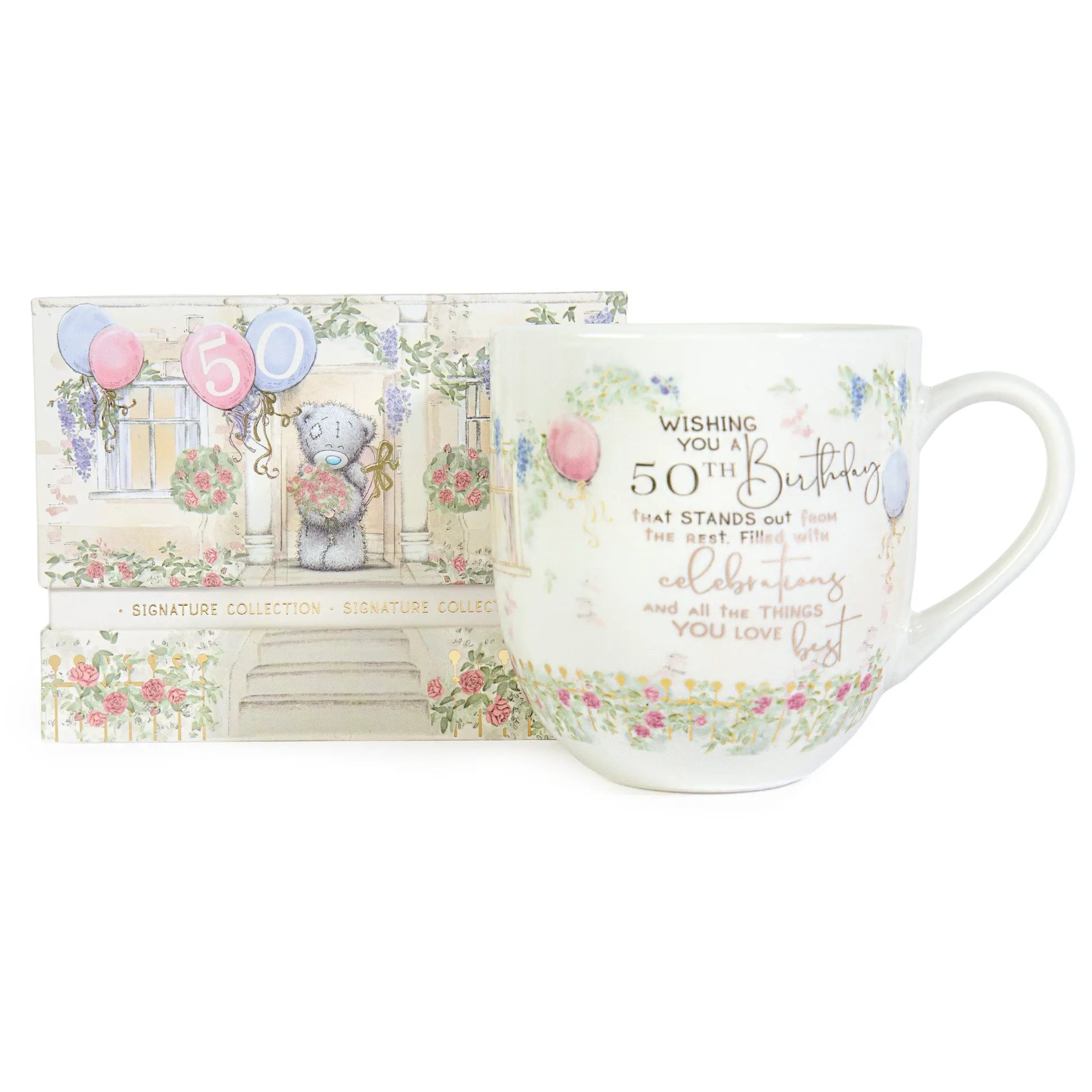 Me to You Tatty Teddy Luxury New Bone China Mug In Foil Inlaid Box 50th Birthday Gift