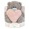 Me to You Tatty Teddy Plush 15cm-High 'With Love' Bear Holding Fluffy Heart On Luxury Gift Plinth - Official Collection