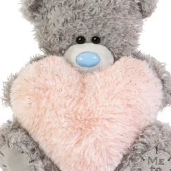 Me to You Tatty Teddy Plush 15cm-High 'With Love' Bear Holding Fluffy Heart On Luxury Gift Plinth - Official Collection