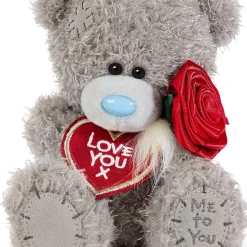 Me to You Tatty Teddy Plush 15cm-High I Love You Bear With Rose On Luxury Gift Plinth - Official Collection