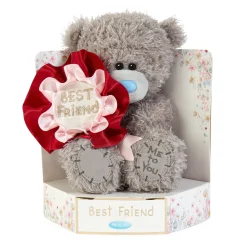 Me to You Tatty Teddy Plush 15cm-High Bear With Best Friend Rosette On Luxury Gift Plinth - Official Collection