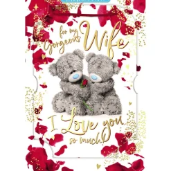 Me to You Tatty Teddy Valentine's Day Luxury 3D Keepsake Card 'For my Gorgeous Wife' 6 x 9"