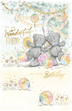 Me to You Wonderful Friend Tatty Teddy Bears With Lanterns Birthday Greeting Card 6x9ins - Official Collection