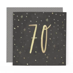 Stunning Foiled Birthday Card For 70th Birthday, With Bespoke Dotty Envelope - Anise Greeting Card by Hotchpotch London Size 6 x 6 inches