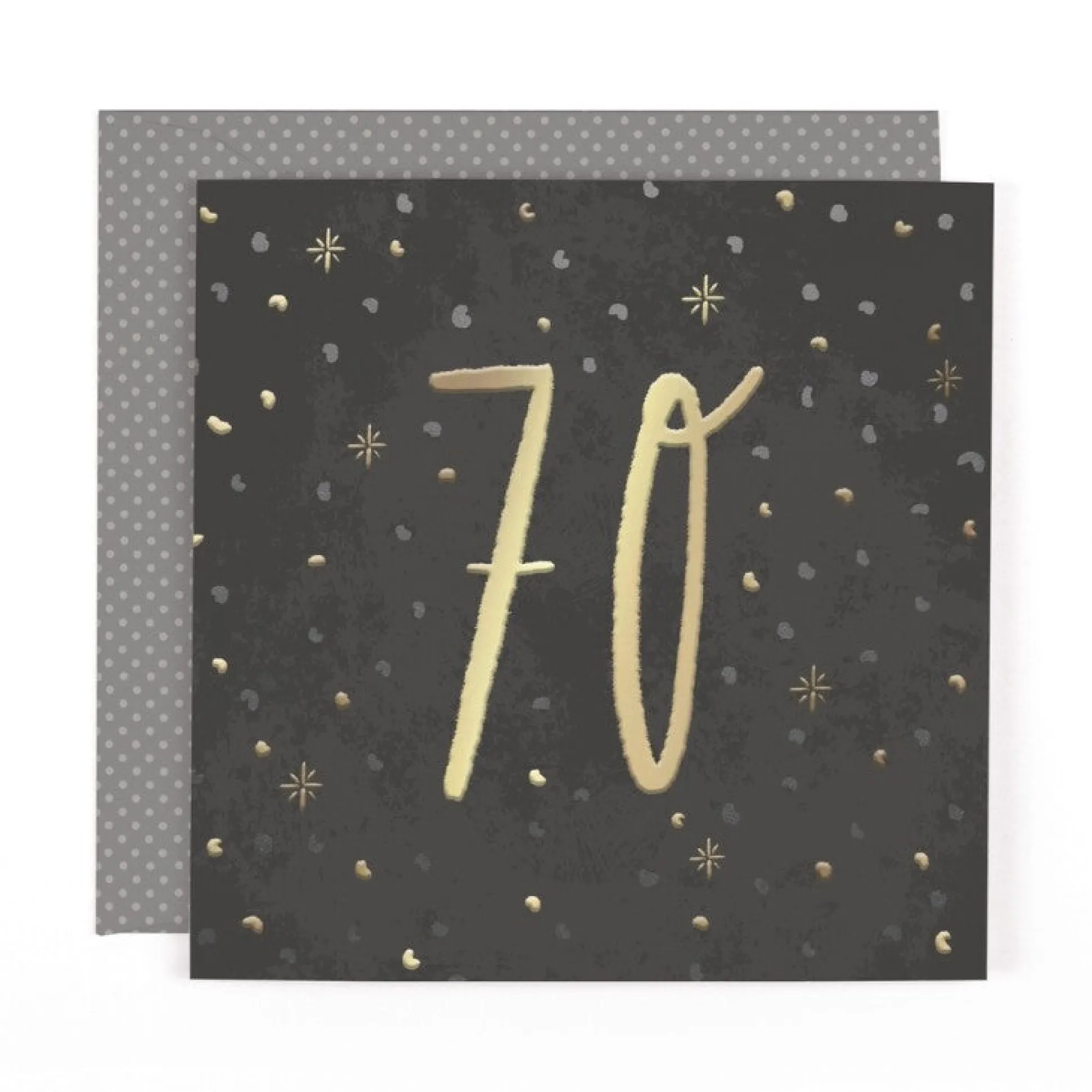 Stunning Foiled Birthday Card For 70th Birthday, With Bespoke Dotty Envelope - Anise Greeting Card by Hotchpotch London Size 6 x 6 inches