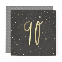Stunning Foiled Birthday Card For 90th Birthday, With Bespoke Dotty Envelope - Anise Greeting Card by Hotchpotch London Size 6 x 6 inches