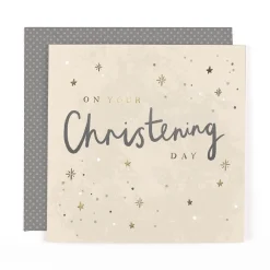 Stunning Foiled Christening Congrats Card For Girl Or Boy, With Bespoke Dotty Envelope - Anise Greeting Card by Hotchpotch London Size 6 x 6 inches