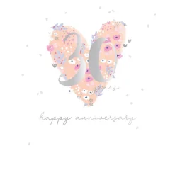 Stunning Pearl Wedding Anniversary Congratulations Card, Hand-Painted Floral Design With Silver Foil For 30-Year Anniversary - Primrose Hill Collection by Hotchpotch London Size 6 x 6 inches