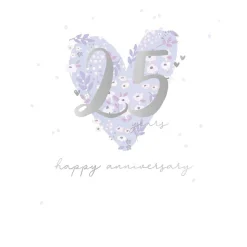 Stunning Silver Wedding Anniversary Congratulations Card, Hand-Painted Floral Design With Silver Foil For 25-Year Anniversary - Primrose Hill Collection by Hotchpotch London Size 6 x 6 inches