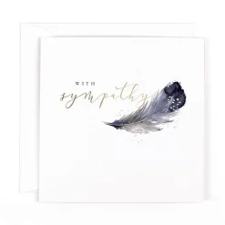 Sympathy Card Feather Design, Blank Inside For Personal Message Of Condolence - Swan Lake Collection by Hotchpotch London Size 6 x 6 inches
