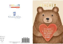 Wishing Well Thank You Teacher Fluffy Bear Design, Greeting Card Studios 5 x 7ins - Official Collection
